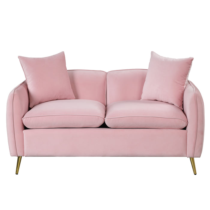 2 Piece Velvet Upholstered Sofa Sets, Pink