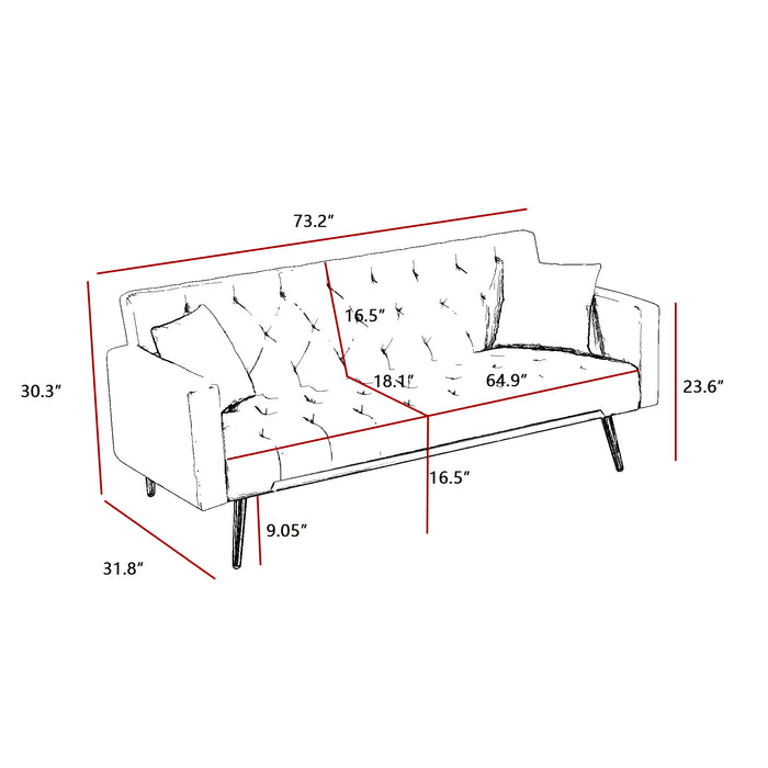 Convertible Folding Futon Sofa  - Cream White