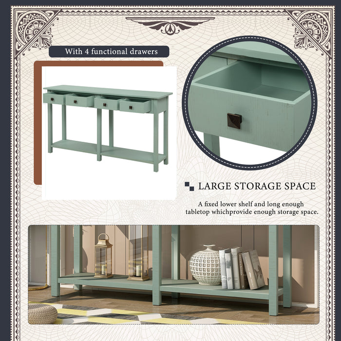 Rustic Brushed Texture Entryway Table - Antique Green