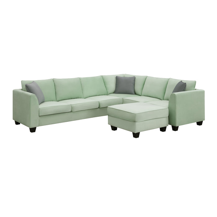 7 Seats Modular Sectional Sofa with Ottoman - Green