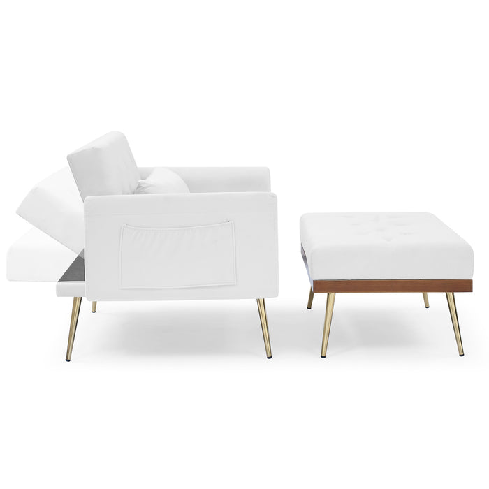 Recline Sofa Chair with Ottoman, - White (40.5”x33”x32”)