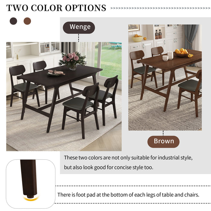 5-Piece Mid-Century Style Dining Table Set- (Wenge)