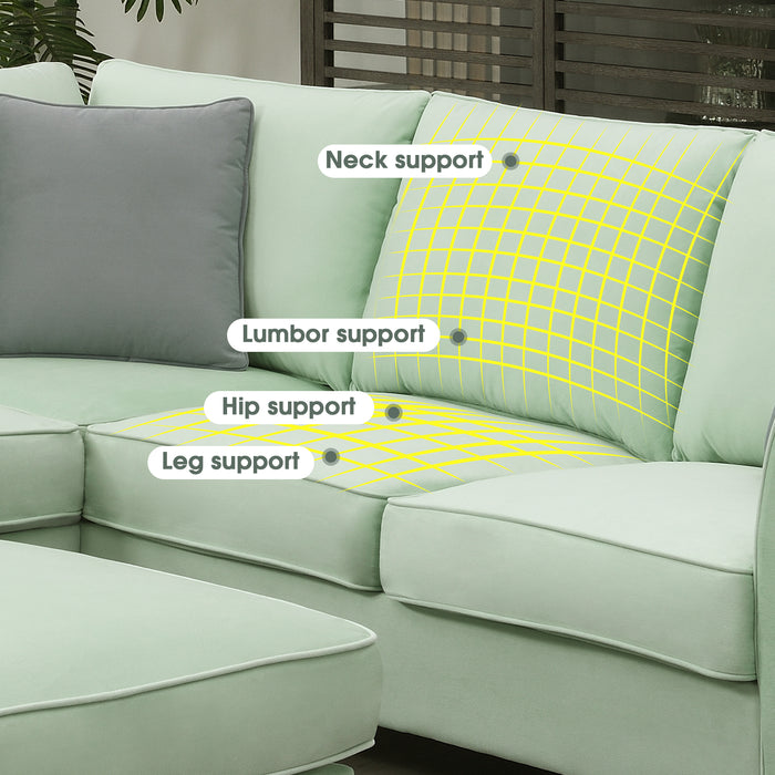 7 Seats Modular Sectional Sofa with Ottoman - Green