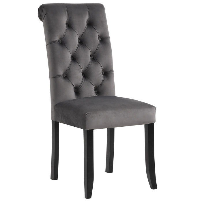 Tufted Dining Chair with Wooden Legs - Set of 2