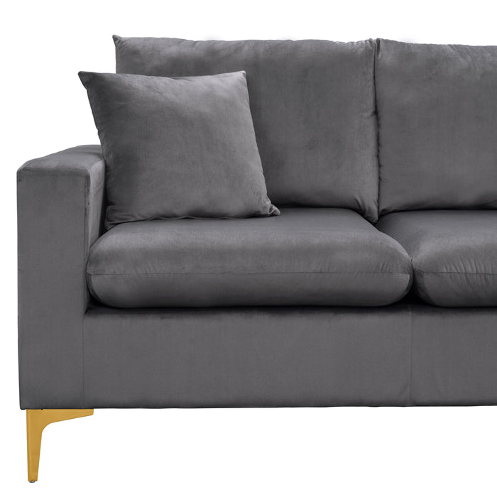 L-Shape Sectional Sofa with Ottoman- Grey