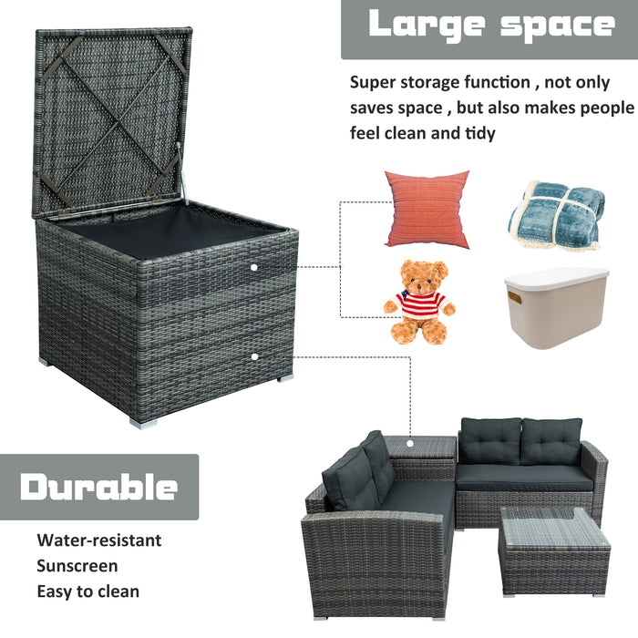 Outdoor Furniture Sofa Set with Large Storage Box