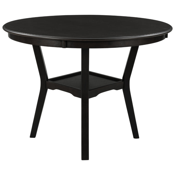 5-Piece Kitchen Dining Table Set Round Table with Bottom Shelf - Espresso