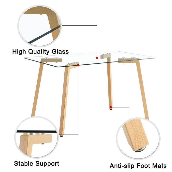 Modern Minimalist Rectangular Glass Dining Table