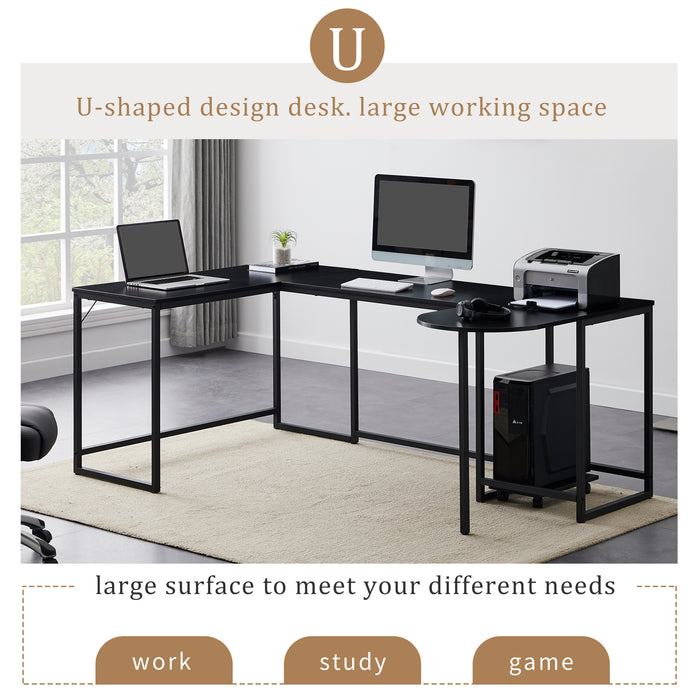 U-shaped Computer Desk - Black