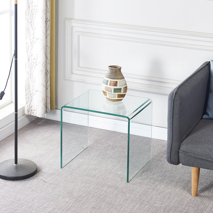 Small Clear Glass End Table, Tempered Glass