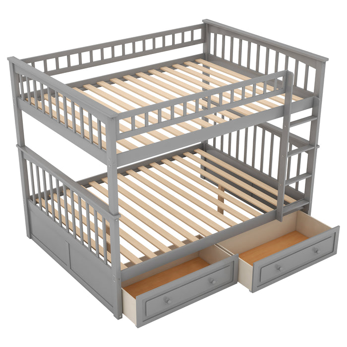 Full over Full Bunk Bed with Drawers