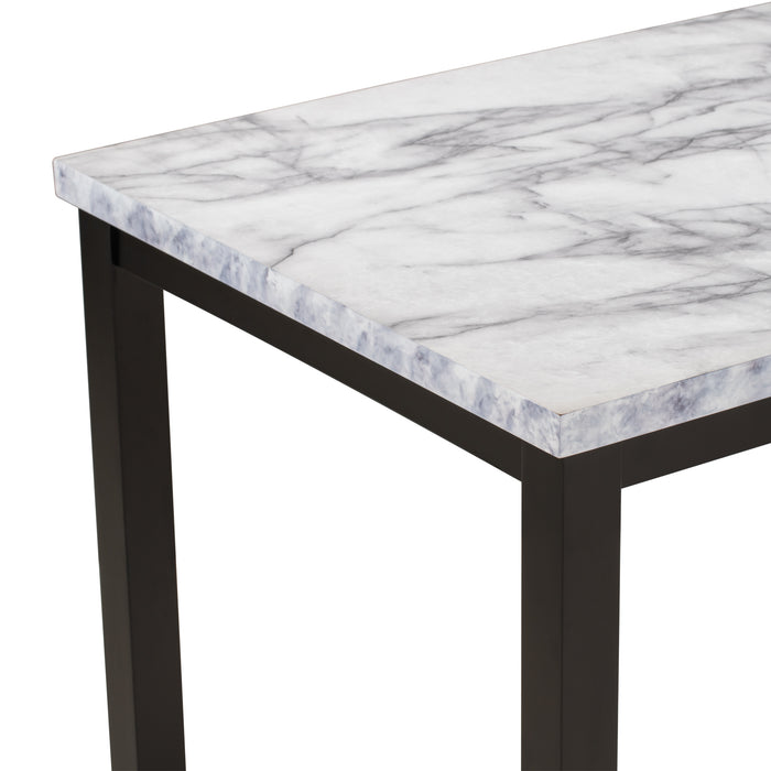 5-Piece Faux Marble Dining Set  - White/Beige + Black