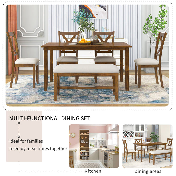 6-Piece Kitchen Dining Table Set - Natural Cherry