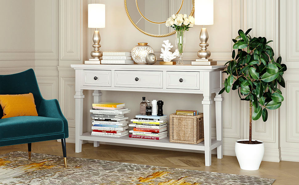 Classic Retro Style Console Table - Antique White