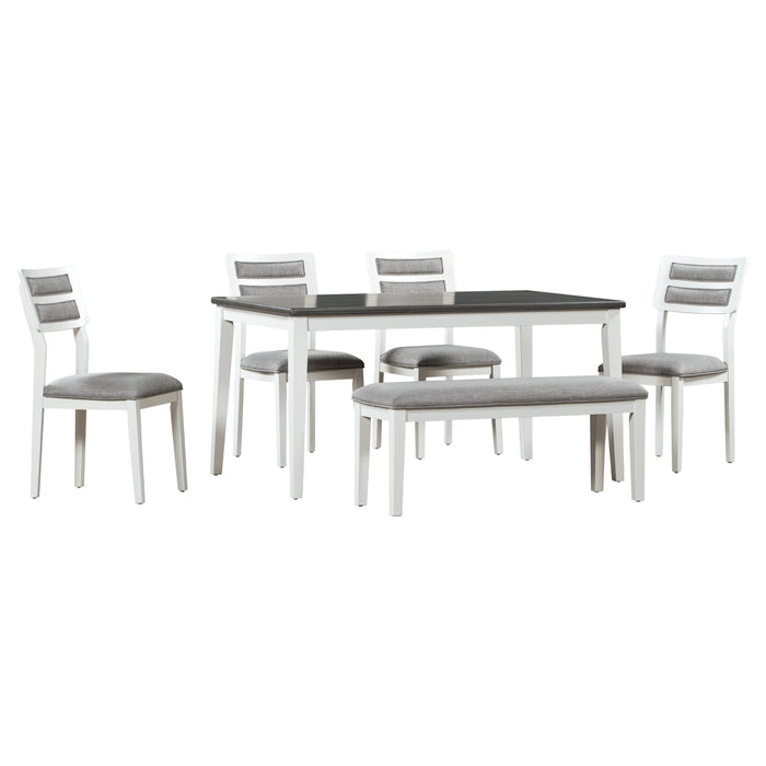 6-Piece Classic and Traditional Style Dining Set - White+Gray