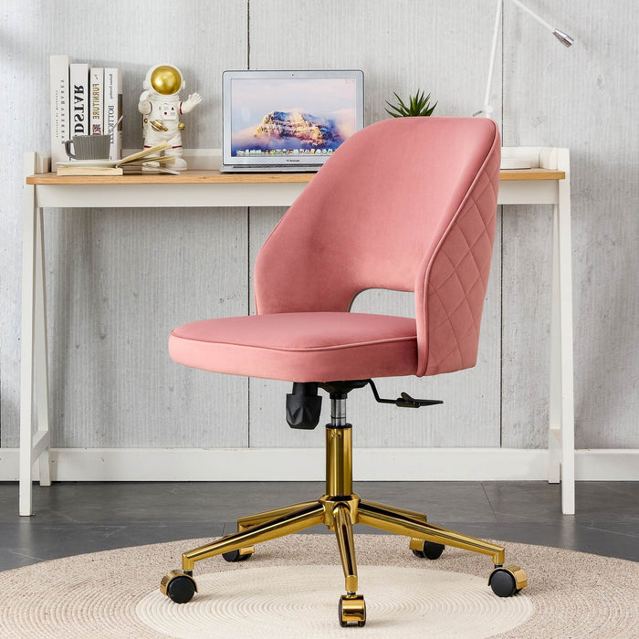 Modern Velvet Office Chairs, Adjustable 360 °Swivel Chair - Pink