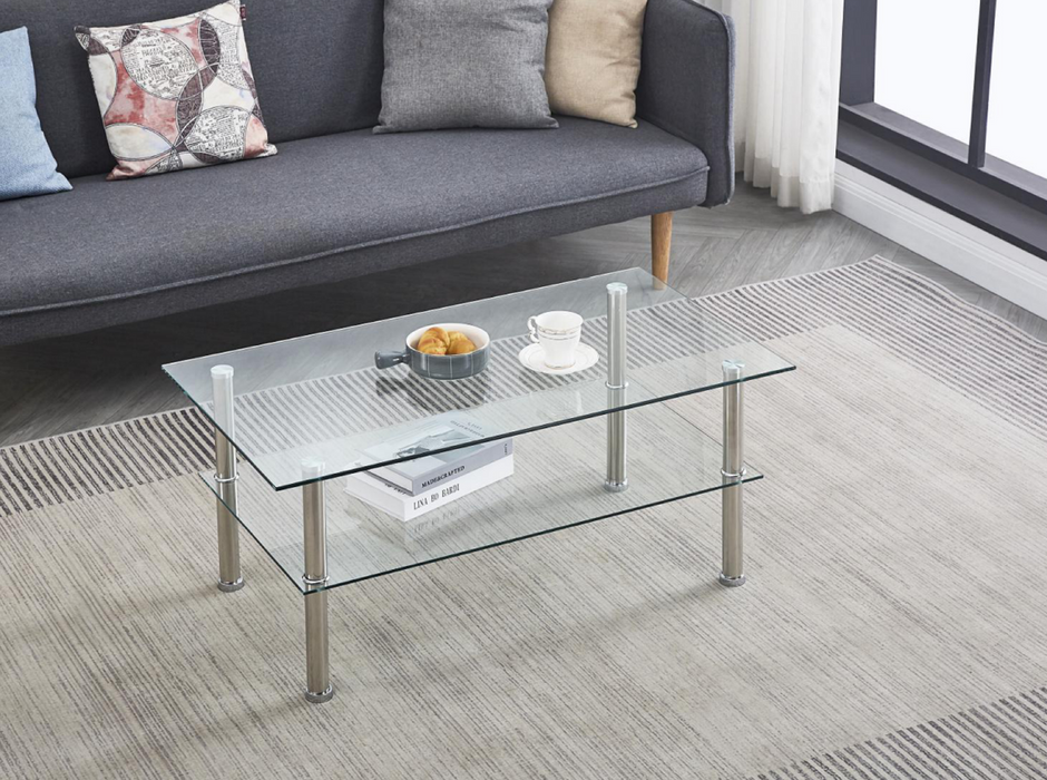 Clear Glass Coffee Table, Tempered Glass