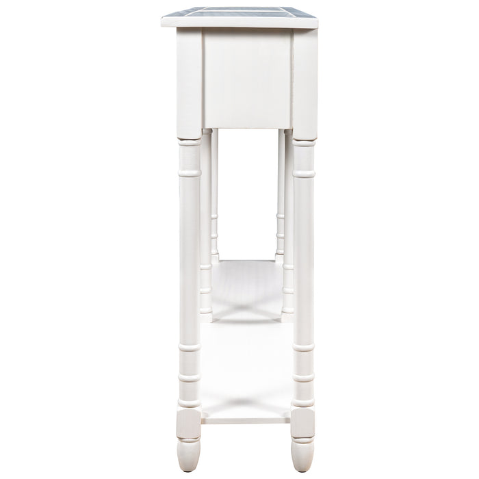 Console Table with Two Storage Drawers - Ivory White