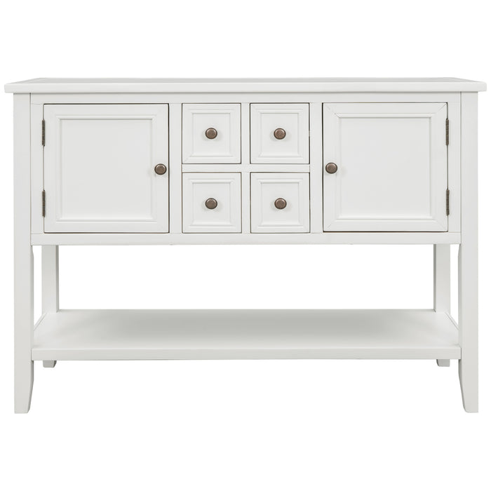 Console Table with Bottom Shelf - White