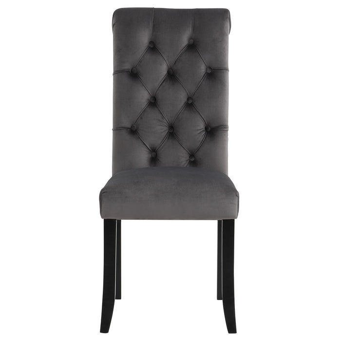 Tufted Dining Chair with Wooden Legs - Set of 2