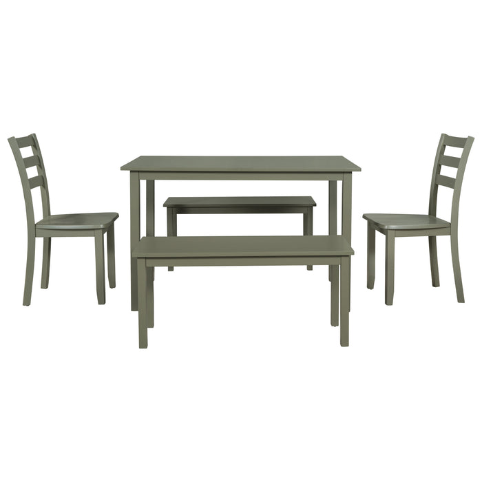 5-piece Wooden Dining Set- Gray Green