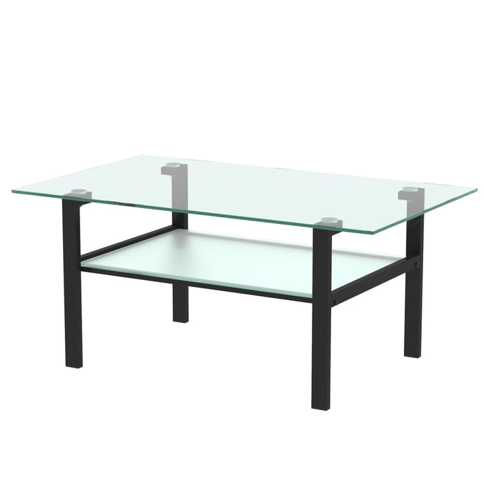 Transparent glass black coffee table