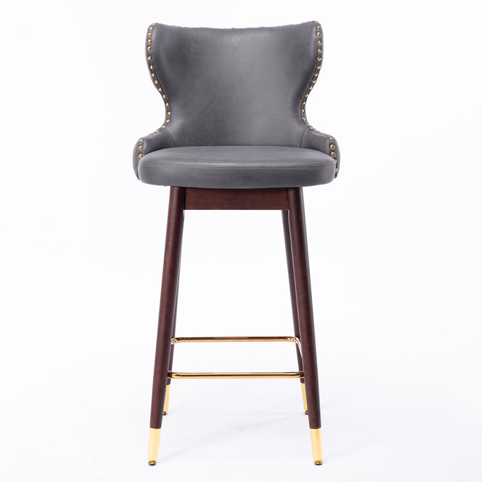 Modern Leatherier Fabric barstool chairs, Set of 2 (Dark Gray)