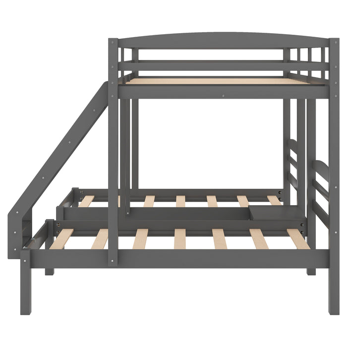 Full over Twin & Twin Bunk Bed, Triple Bunk Bed - Gray