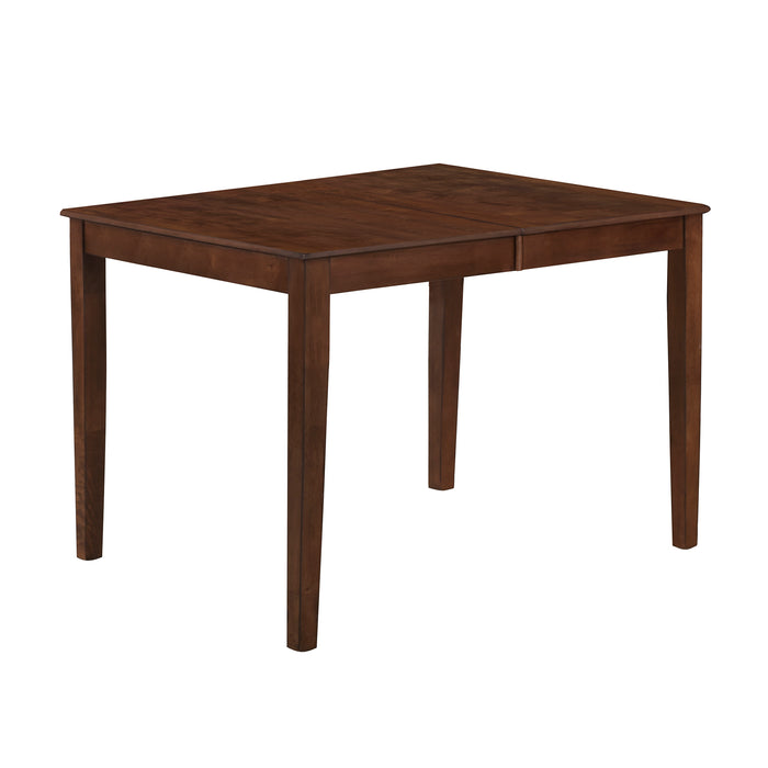 6-Piece Farmhouse Extendable Counter Height Dining Table Set - Brown Walnut + Beige