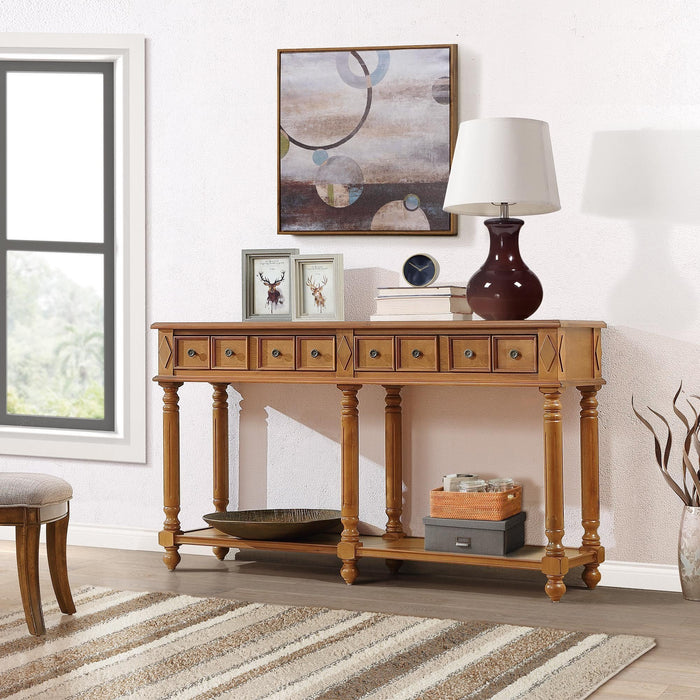 Retro Console Entryway Table - Brown