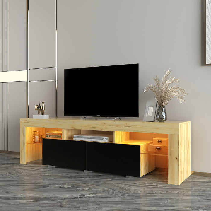 Simple Design TV Stand (Oak,Black)