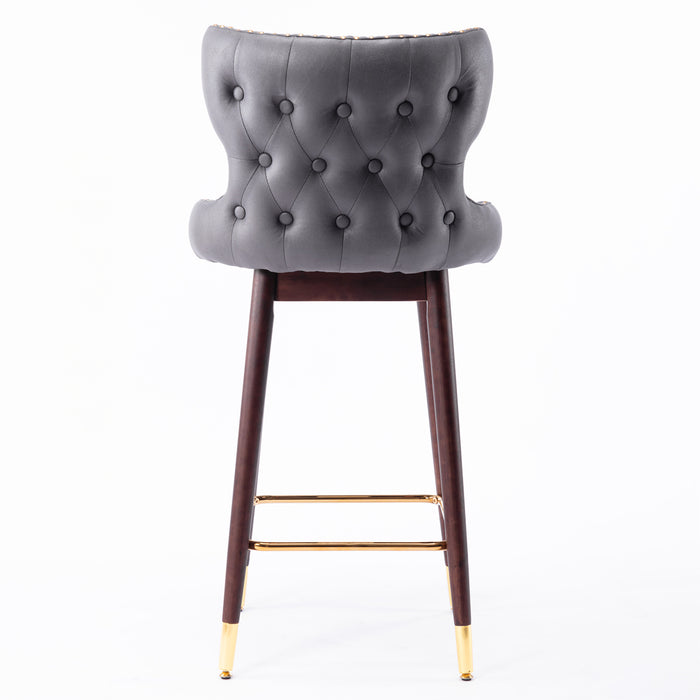 Modern Leatherier Fabric barstool chairs, Set of 2 (Dark Gray)