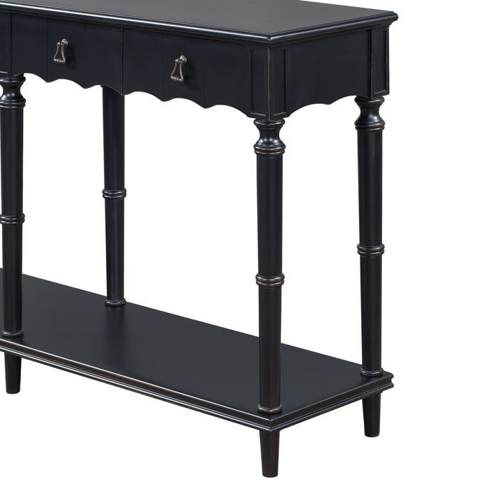 Country Console Table for Hallway - Antique Black