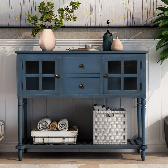 Farmhouse Console Table with Bottom Shelf -Antique Navy Blue