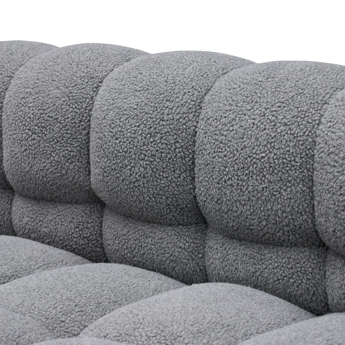 Sofa Include Two Pillows 80" Gray Grain Fleece Fabric Suitable For Living Room Bedroom Apartment