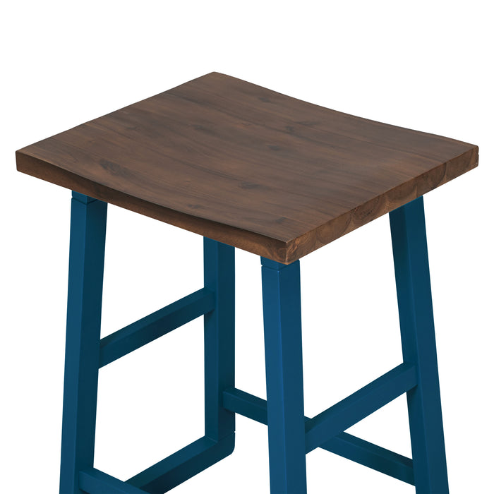 5-Piece Rustic Counter Height Dining Set - Walnut+Blue