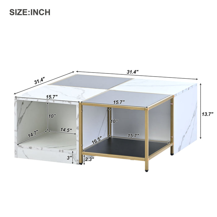 2-layer Modern Coffee Table with Metal Frame