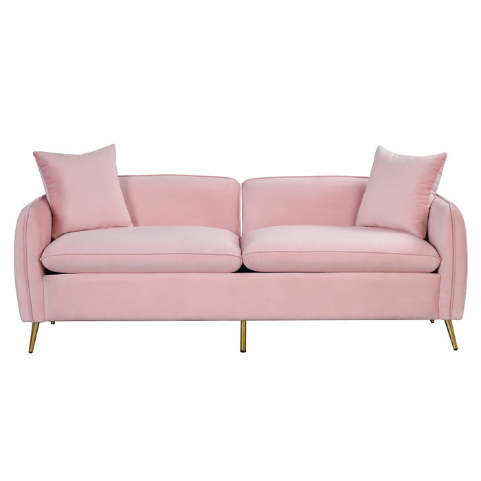 2 Piece Velvet Upholstered Sofa Sets, Pink