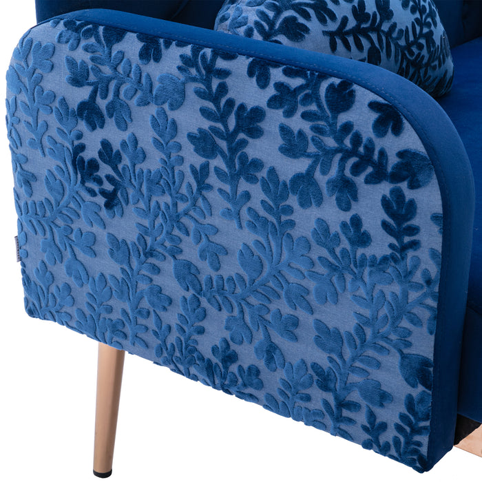 Modern Velvet  Sofa Futon - Navy