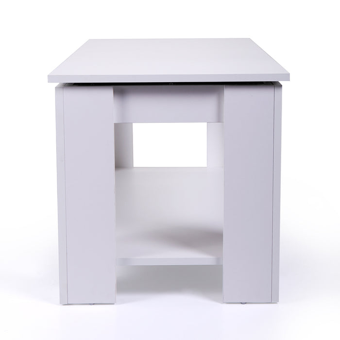 Modern Wooden Table for Home Living Room with Liftable Top - White