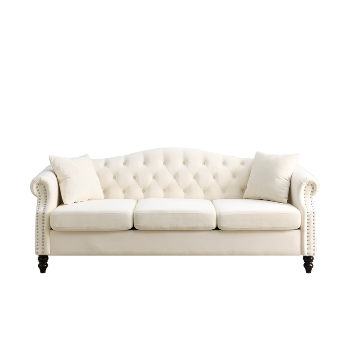 Chesterfield  Velvet Sofa - Beige