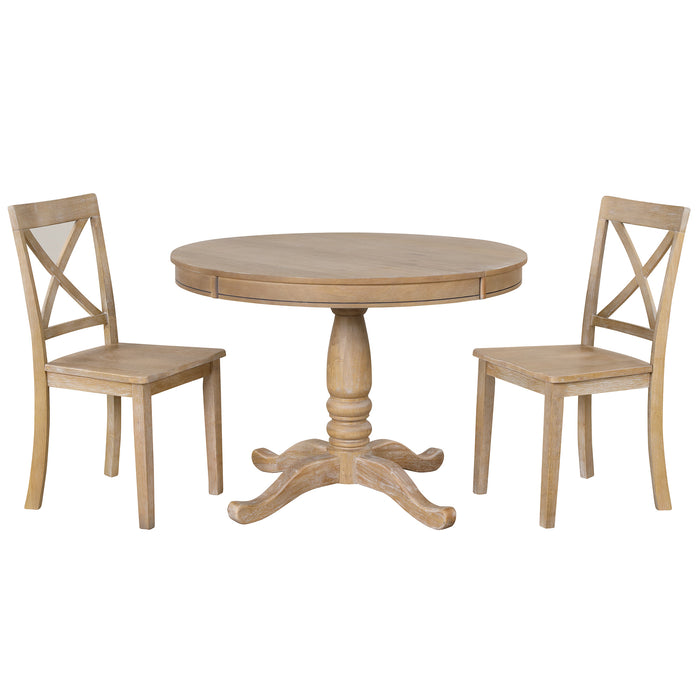 5 Piece Modern Dining Kitchen Table Set-Natural Wood Wash