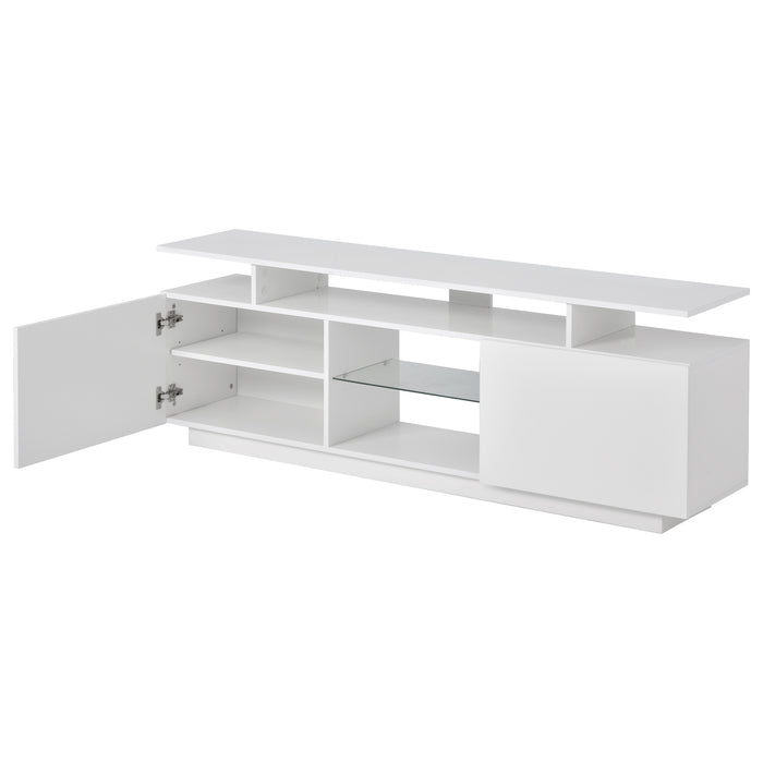 Modern TV Stand for TVs up to 65inches with LED lights, 16 Colors - White