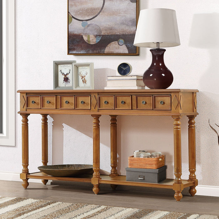 Retro Console Entryway Table - Brown