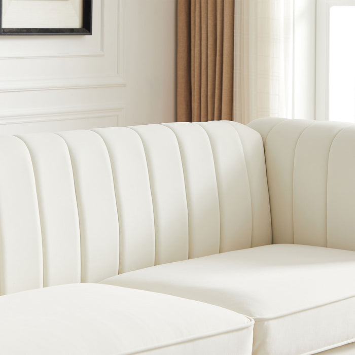 Contemporary Velvet Upholstered Sofa - Beige