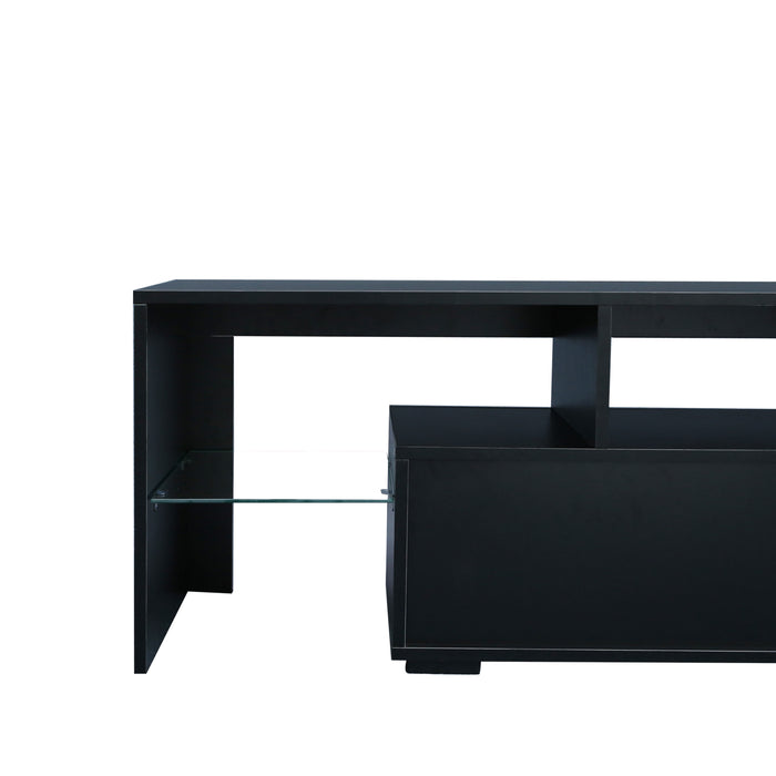 Modern Black TV Stand, w/Remote Control Lights