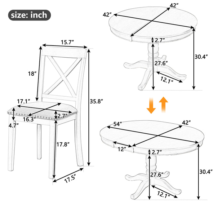 5 Piece Modern Dining Table Set - White