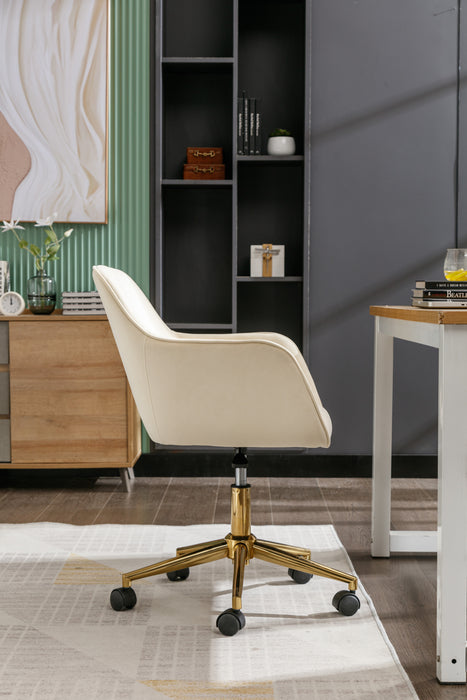 Modern Velvet Home Office Chair - Beige