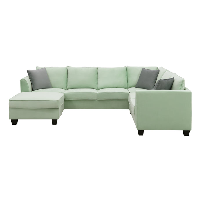 7 Seats Modular Sectional Sofa with Ottoman - Green