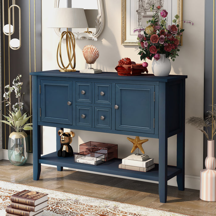 Console Table with Bottom Shelf - Light Navy